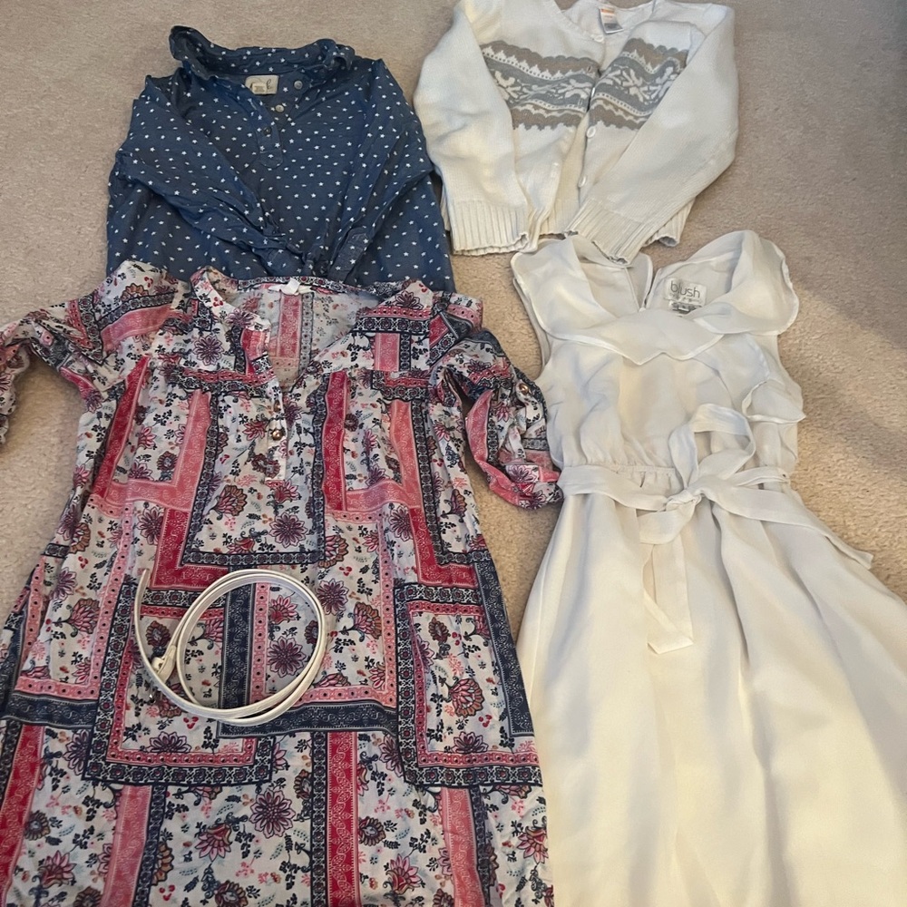 Blush by Us Angels Blue Polka Dot and Floral Dress Set
